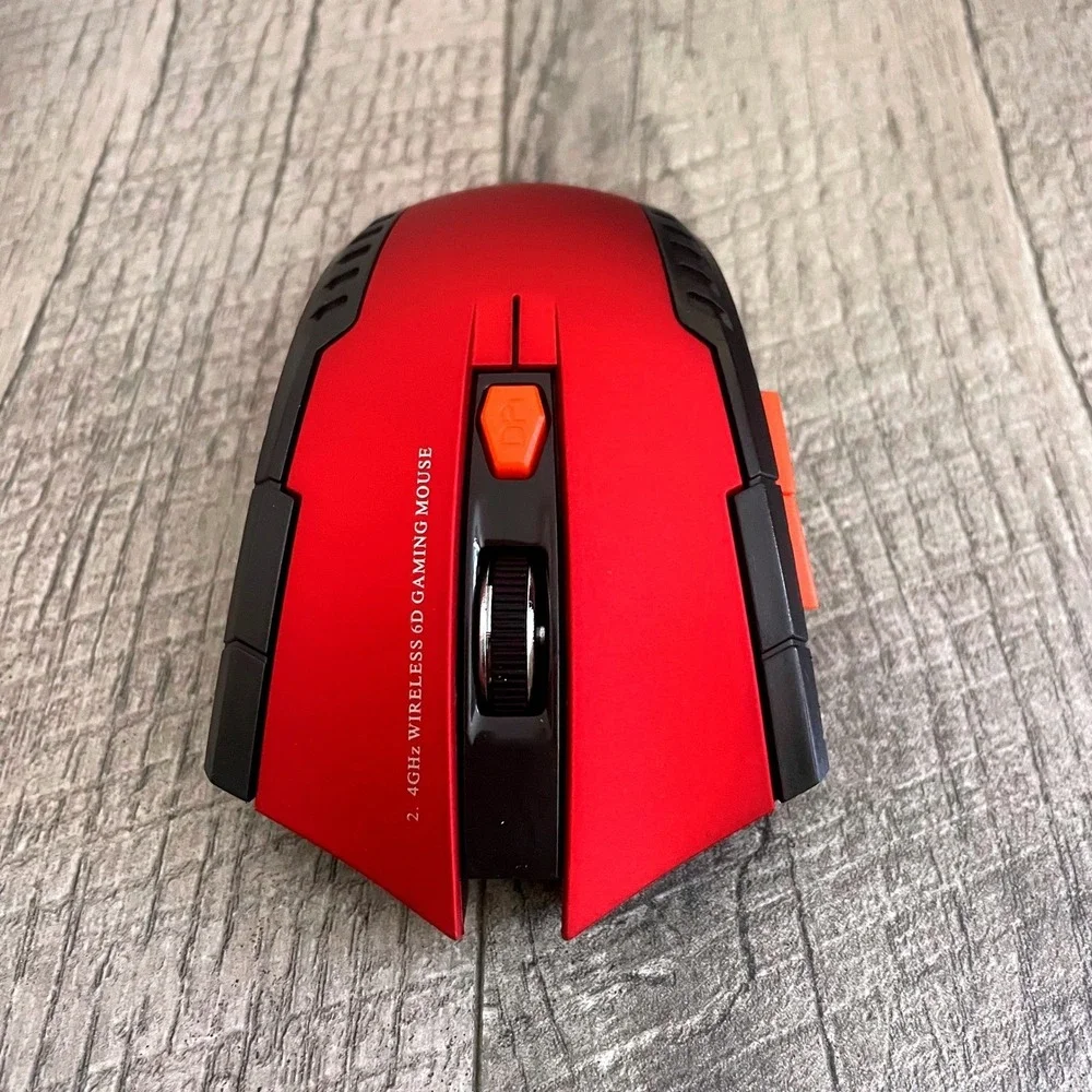 2.4GHz Wireless 6D Gaming Mouse Red‎ Black with USB Nano Receiver Adjustable DPI